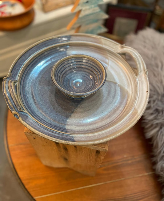 Artist-made Chip & Dip Ceramic Platter!
