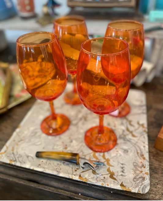 Mid Century Burnt Orange Wine Glasses