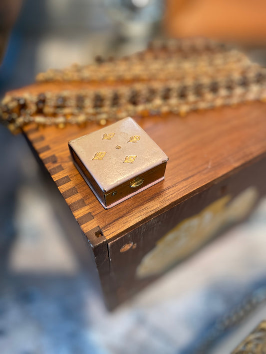 Vintage Leather & Brass Pill Box